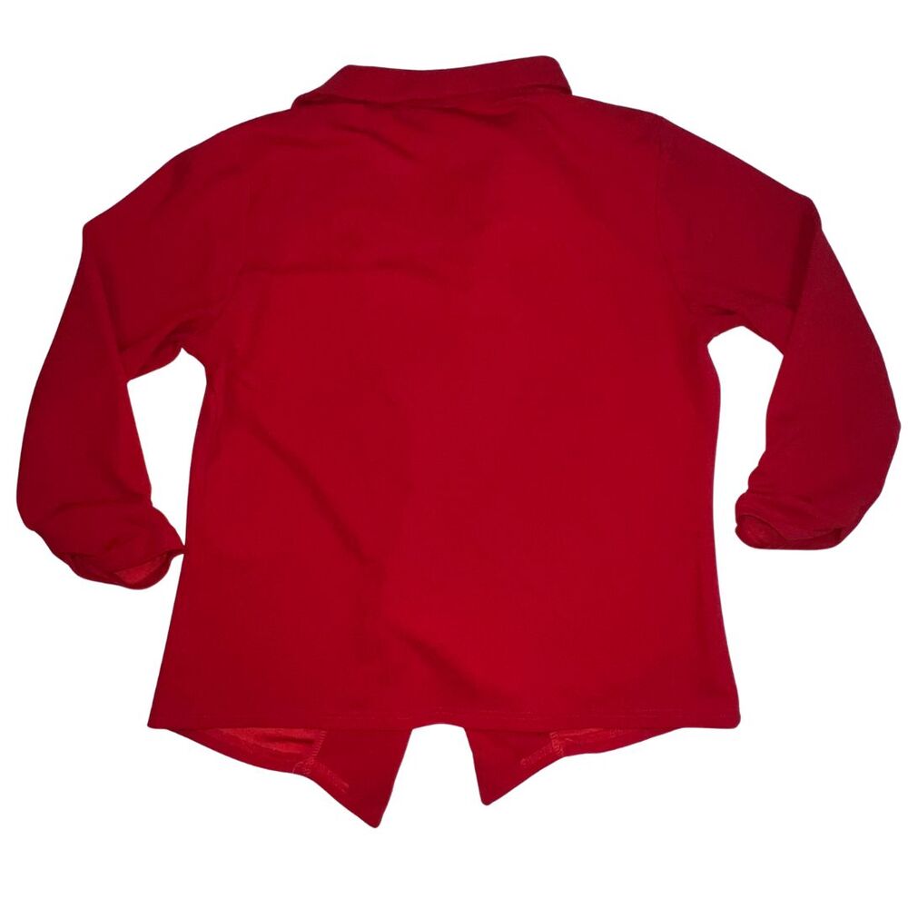AUQCO Blazer Womens XL Red Tomatogirl Asymmetrical Collared Open Front Jacket - Picture 2 of 11
